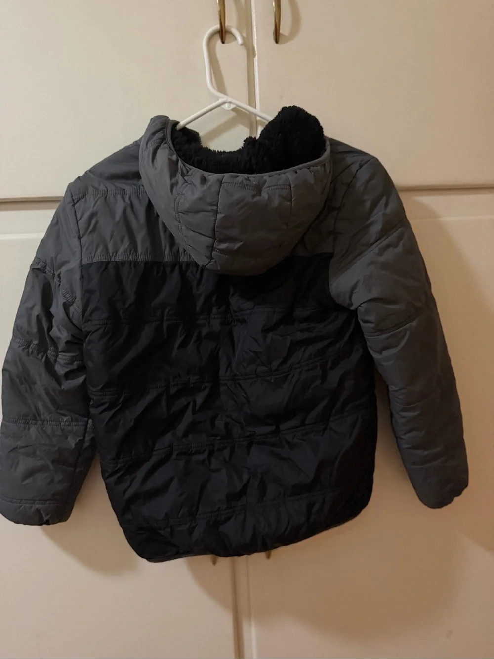 Eddie Bauer Black and Gray Kids Puffer Jacket with Hood